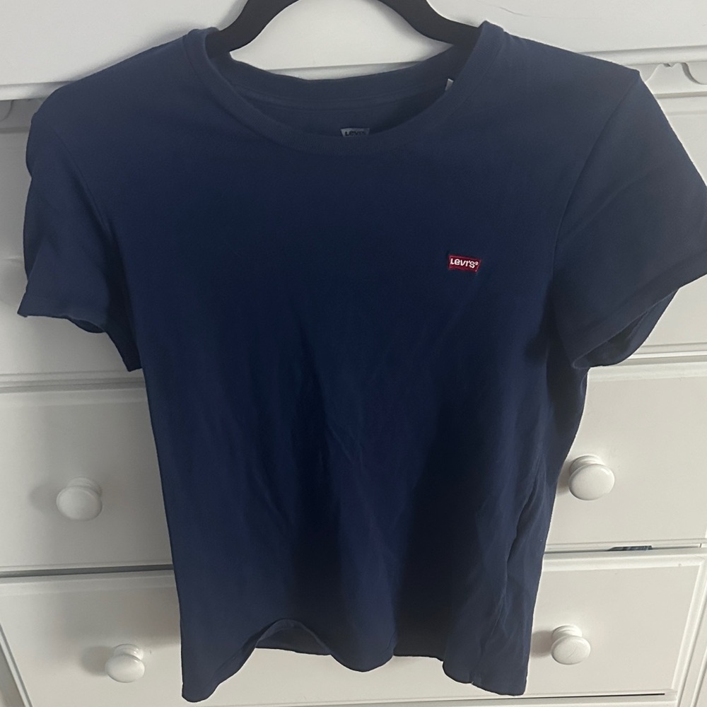 Levi's Women's Dark Blue Tee with Red Logo